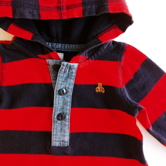 Baby Gap Rugby Striped Hooded Jumpsuit Size 12-18 Months - Picture 2 of 14